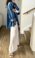 Bluse Hemd Damen Jeans Denim 36 38 40 42 44 46 Oversize Blau