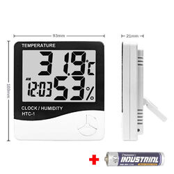 LCD Wetterstation Funk Hygrometer Thermometer mit Uhr Datum Luftfeuchtigkeit DHL
