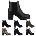 Damen Stiefeletten Chelsea Boots Profilsohle 70's Schuhe 901435