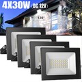 4X 30W LED Fluter Strahler Scheinwerfer Baustrahler Außen Garten Kaltweiß DC12V