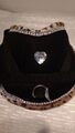 Softgeschirr L Halsband Glitzer Brustgeschirr Hundegeschirr Herz schwarz Leo