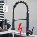 Schwarz Niederdruck Küchenarmatur Ausziehbar mit Brause Wasserhahn Mischbatterie