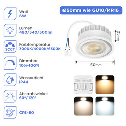 Ultra Flaches LED Modul Leuchtmittel 6Watt GU10 MR16 Lampe Einbaustrahler Spot