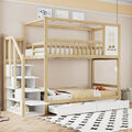 Etagenbett Kinderbett Einzelbett 90x200 cm mit Stauraumtreppen und 2 Schubladen