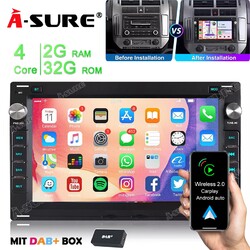 DAB+ 2+32G Android Autoradio CarPlay RDS Navi Für Seat Alhambra 7V VW Sharan 7M