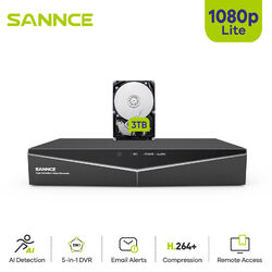 SANNCE 5in1 16CH 1080N DVR Überwachungskamera Videorecorder Fernzugriff H.264+