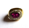 Gold 585 14kt Ring mit Turmalin rosa 8 x 6 mm, Diamanten ca. 0,54ct