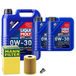 Motoröl 0W30 LIQUI MOLY Synthoil Longtime Plus 7L+MANN Ölfilter+Ölablassschraube