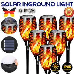 Solarlampen für Außen Garten 6 Stück Solar Fackeln für Draußen mit Flammeneffekt