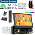DAB+ 4+64G 1 DIN 7 Zoll Flip Out Android 14 Carplay Autoradio GPS WIFI FM BT KAM