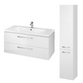 Badezimmermöbel Set Weiß Waschtischunterschrank 100cm & Hochhängeschrank 150cm