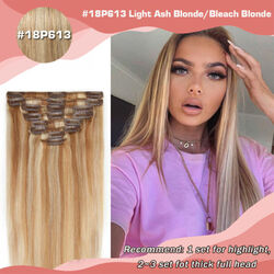 CLEARANCE 100% Real Human Hair Extensions Clip In Remy Hair FULL HEAD Ombre Weft