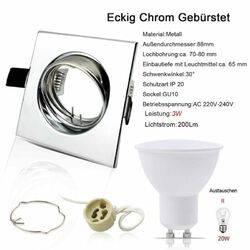 LED Einbaustrahler Deckenspots GU10 3W 5W 7W 230V Deckenleuchte Schwenkbar 1-30x