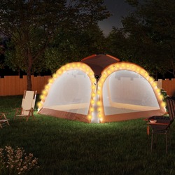 Partyzelt mit 4 Seitenwänden LED Gartenpavillon Gartenzelt Campingzelt 3,6 m DE