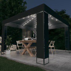Pavillon mit Doppeldach & LED Gartenpavillon Partyzelt Festzelt Gartenzelt 3x3m