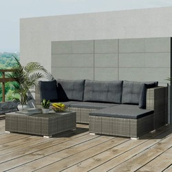 Garten Lounge Set mit Auflagen Poly Rattan Gartenmöbel Grau Sitzgruppe Set Neu
