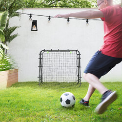 HOMCOM Fußball Rebounder Kickback Tor beidseitiger Rückprallwand Netz Stahl
