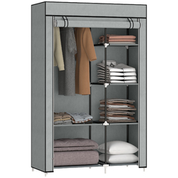 Kleiderschrank Stoffschrank Faltschrank mit 2 Kleiderstangen, 6 Fächern
