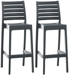 2er Set Barhocker Ares Stapelbare Tresenhocker Mit Lehne Outdoor-Barstühle