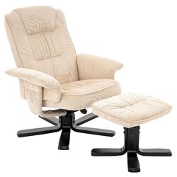 Relaxsessel Tv Sessel mit Hocker drehbar aus Kordstoff