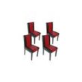 4er-Set Esszimmerstuhl Stuhl Küchenstuhl Littau ~ Kunstleder, schwarz-rot, dunkle Beine