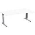 geramöbel Flex Schreibtisch weiß L-Form, C-Fuß-Gestell silber 180,0 x 100,0 cm