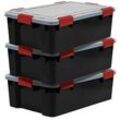 3 IRIS Ohyama AT-LS BkR/C/D.Red Aufbewahrungsboxen 3x 30,0 l schwarz, transparent, rot 29,0 x 39,0 x 19,1 cm