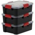 3 IRIS Ohyama AT-S BkR/C/D.Red Aufbewahrungsboxen 3x 10,0 l schwarz, transparent, rot 29,0 x 39,0 x 14,6 cm