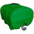 PE-Weidefass, kofferförmig, Polyethylen, 2"­IG­Anschluss, Dom mit Klappdeckel ø 380 mm, mit Schwallwand, grün, B 1140 x T 1450 x H 1000 mm, 1000 l