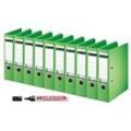 LEITZ® Ordner 1007, DIN A4, 80 mm, 10 Stück, grün + GRATIS edding Permanentmarker 3000
