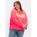 Große Größen: Sweatshirt mit Neon-Frontprint, reine Baumwolle, pink, Gr.42