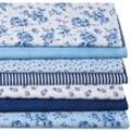 Patchwork- und Quiltpaket "Rosen", blau/weiß