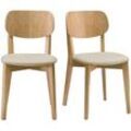 Vintage-Stühle Eichenholz und beige Sitzfläche (2er-Set) LUCIA