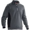 Jobman J5401-grau/schwarz-XS Sweatshirt mit Kragen 1/2 zip Kleider-Größe: XS Dunkelgrau, Schwarz