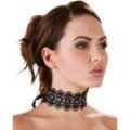 Halsband aus Stickerei mit Perlen und Strasssteinen