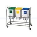 Novocal NWE2033 Kombisammler 3fach 3 Behälter Abfallwagen Wertstoffsammler mit 3 Behältern und Aufklebern