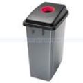 Mülleimer Orgavente OFFICE 60 aus Kunststoff 60 L quadtratischer Behälter mit schwarz-rotem Auflagedeckel