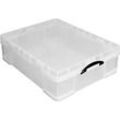 Transportbox Really Useful Box, Volumen 70 l, L 810 x B 620 x H 225 mm, stapelbar, mit Deckel & Klappgriffen, Recycling-PP, transparent
