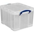 Transportbox Really Useful Box, Volumen 35 l, L 480 x B 390 x H 310 mm, stapelbar, mit Deckel & Klappgriffen, Recycling-PP, transparent