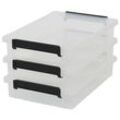 3 IRIS Ohyama LLB-A4 Aufbewahrungsboxen 3x 4,0 l transparent, schwarz 25,0 x 36,5 x 20,0 cm