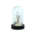 Deko LED Glaskuppel mit Holz X-MAS Haus H 20 cm Weihnachten