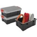 3 IRIS Ohyama DIY SK-130 Aufbewahrungsboxen 3x 12,5 l schwarz, grau, rot 29,7 x 46,0 x 25,0 cm