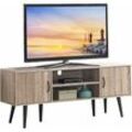 TV-Staender Fernsehschrank Holz, TV-Schrank für TVs bis zu 60', Fernsehtisch mit offenem Regal, Sideboard Wohnzimmerschrank für Wohnzimmer &