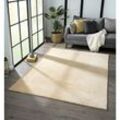 Waschbarer Teppich Schlafzimmer Wohnzimmer Kurzflor rutschfest flauschig weich modern Einfarbig,Beige, 160x220 cm