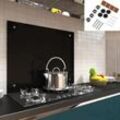Mucola - Küchenrückwand Spritzschutz Fliesenspiegel Küche Wandschutz Glas 6mm esg Schwarz - 90x40CM