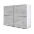 Kommode Schrank Anrichte Sideboard Highboard Regal Rova Weiß Hochglanz - Beton Oxid Optik / Beton Oxid Optik - Beton Oxid Optik / Beton Oxid Optik