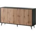 Selsey - Bello - Sideboard mit Lamellenfronten - 154 cm - Schwarz / Wotaneiche