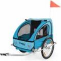 Froggy - Kinder Fahrradanhänger mit Federung + 5-Punkt Sicherheitsgurt Radschutz Anhänger für 1 bis 2 Kinder diverse Farben - Sky