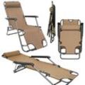 Amanka - Liegestuhl Campingliege Gartenliege Sonnenliege Camping Liege Strandliege Stuhl - beige