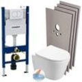 Pack WC Vorwandelement + WC SAT Infinitio spülrandlos + Weiße Platte + Verkleidungsset (InfinitioGeb3-sabo-DE)